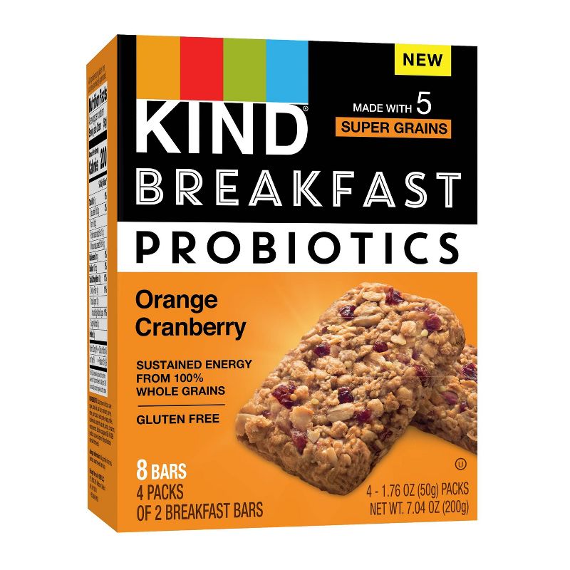 KIND Breakfast Probiotics Orange Cranberry Bars - 7.1oz/8ct