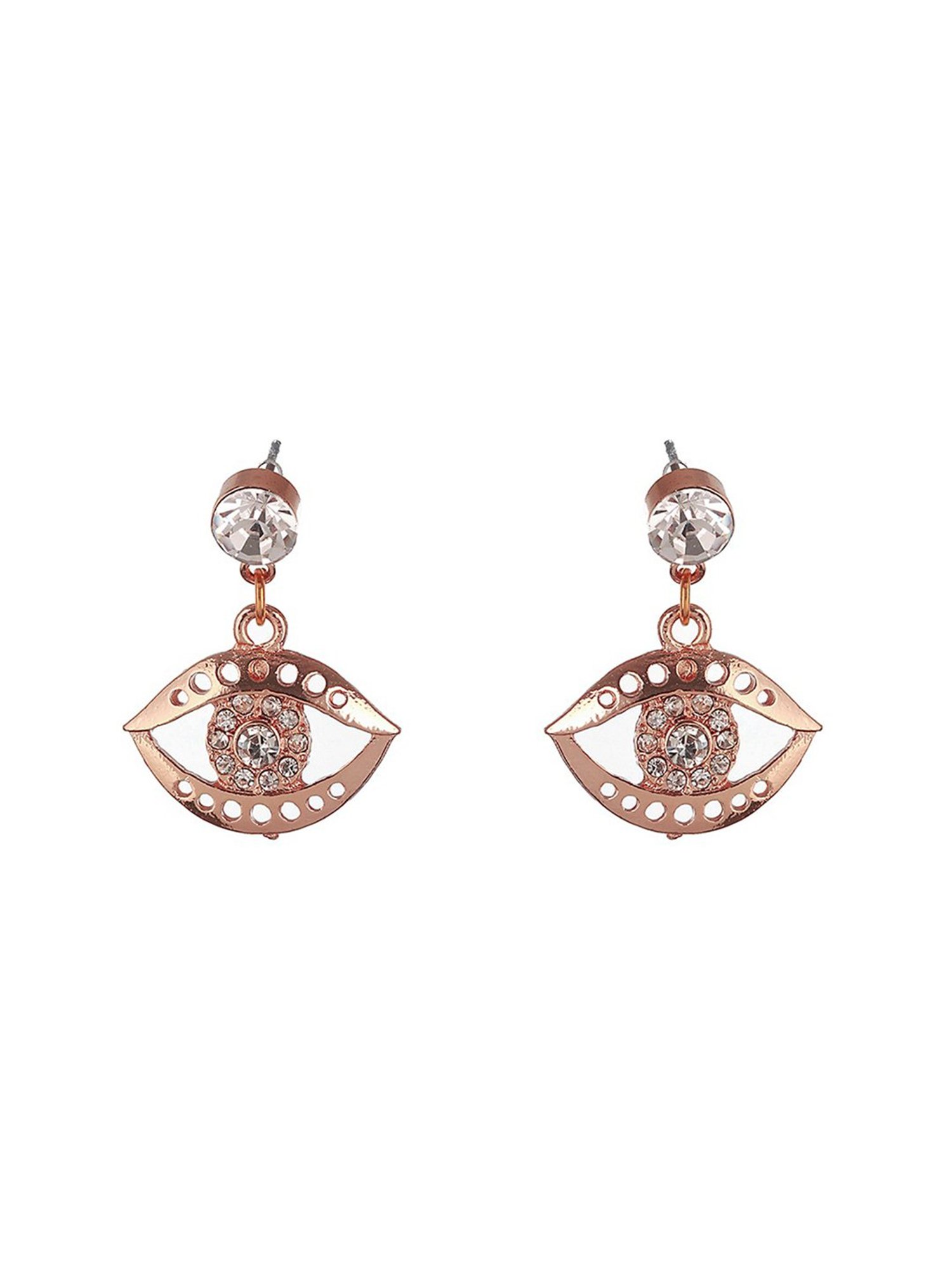 Aatmana Rose Gold-Plated CZ Studded Stud & Drop Earrings - Set of 2