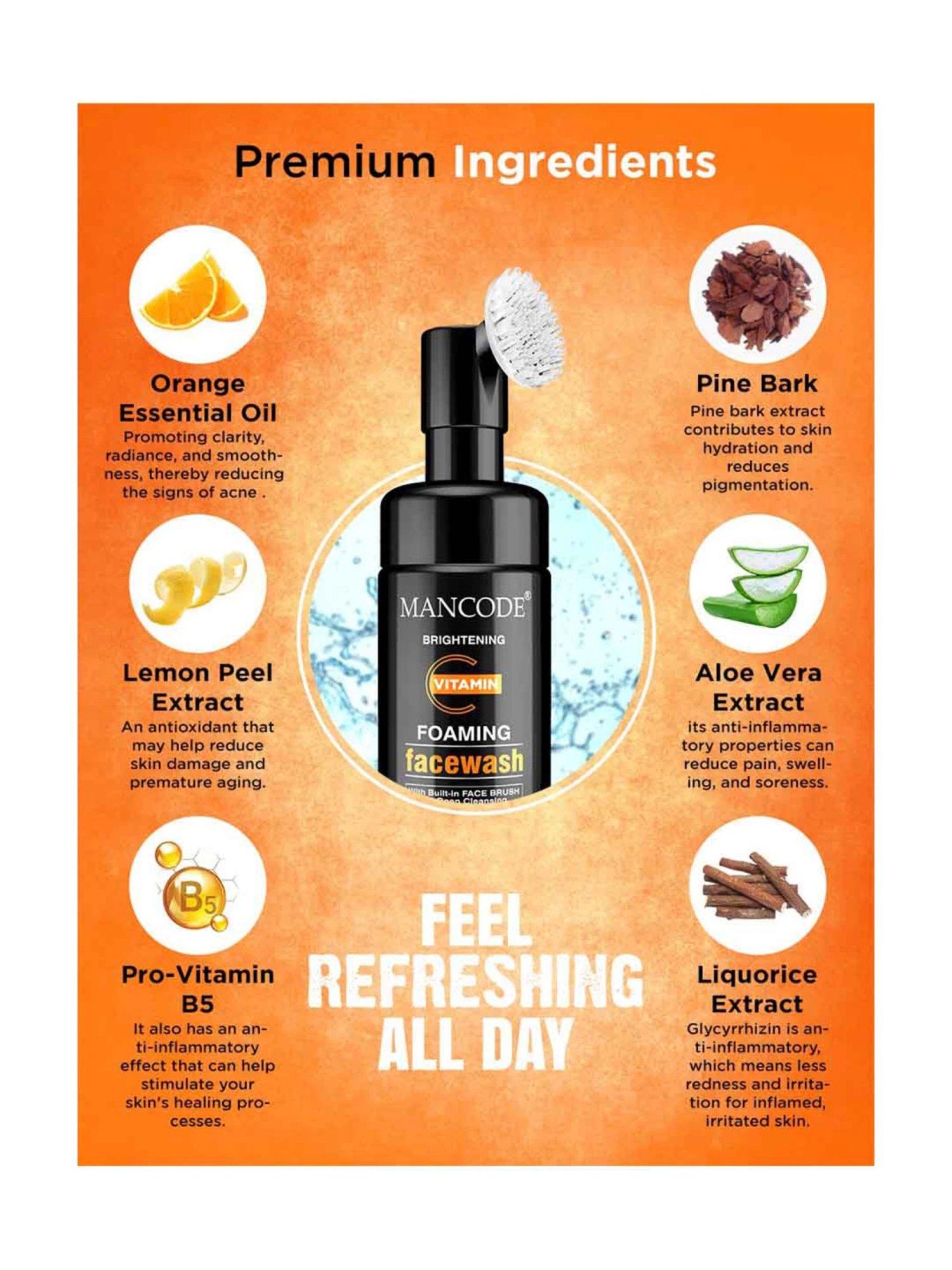 Mancode Brightening Vitamin C Foaming Facewash - 150 ml