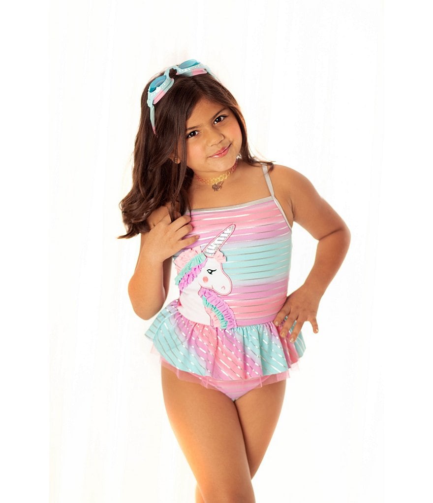 Flapdoodles Little Girls 2T-6X Ombre Unicorn Two-Piece Swimsuit Set