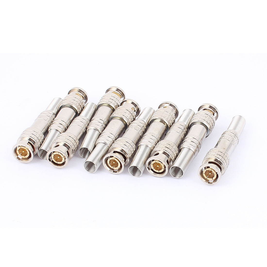 Global Bargains 10 Pcs Spring Gold-plated BNC Male Plug Solder Adapter Connector for CCTV Camera
