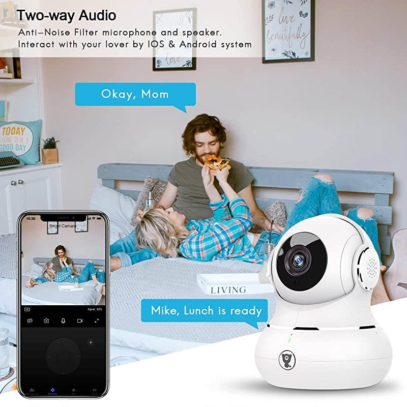 2021 Upgraded] Indoor Wireless Security Camera, Smart 1080P Home WiFi IP Camera for Pet/Baby Monitor with Motion Detection/Tracking, 2-Way Audio, Night Vision and Cloud Storage