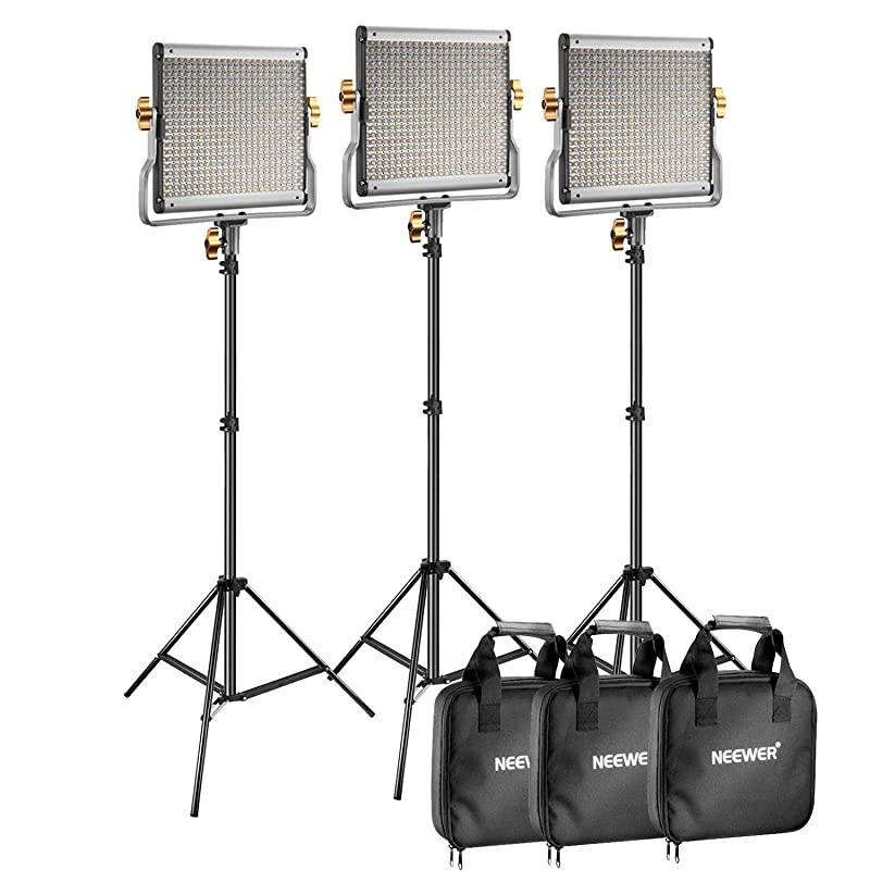 3 Packs Dimmable Bi-Color 480 LED Video Light and Stand Lighting Kit Includes: 3200-5600K CRI 96+ LED Panel with U Bracket, 75 inches Light Stand for YouTube Studio Photography, Video Shooting