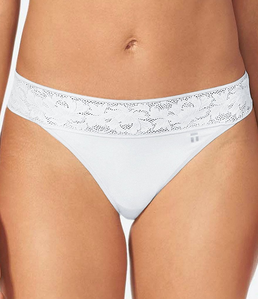 Tommy John Women's Lace Waist Second Skin Thong Panty
