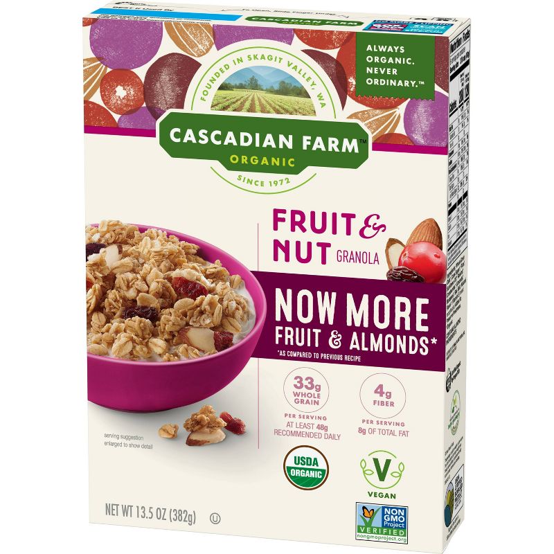 Cascadian Farm Organic Fruit and Nut Granola Breakfast Cereal - 13.5oz