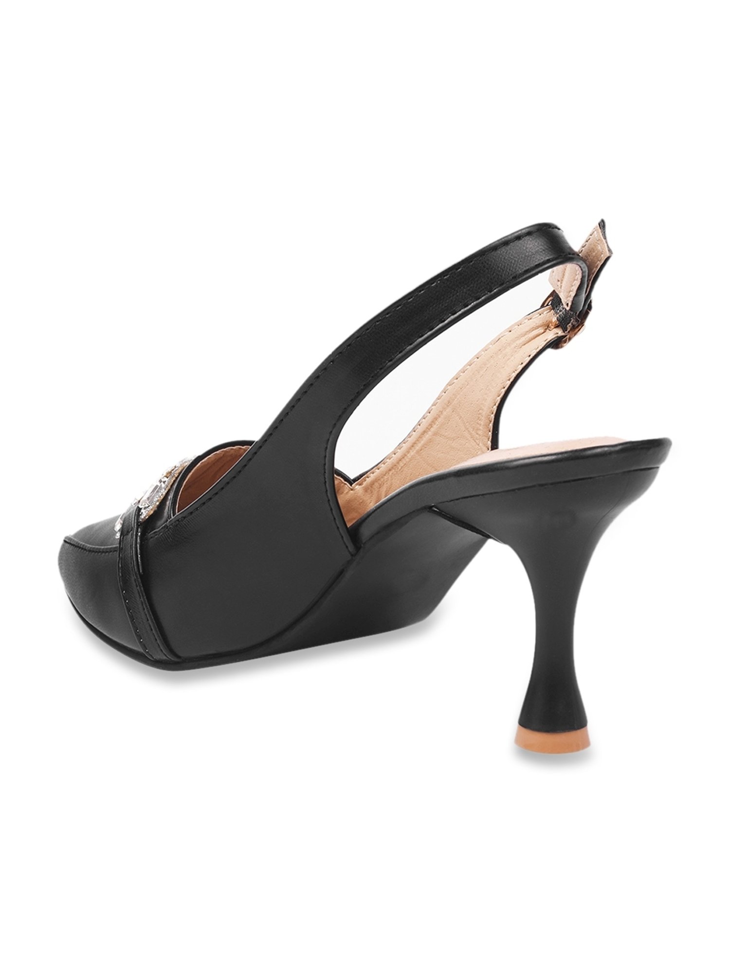 Shoetopia Women's Black Back Strap Stilettos