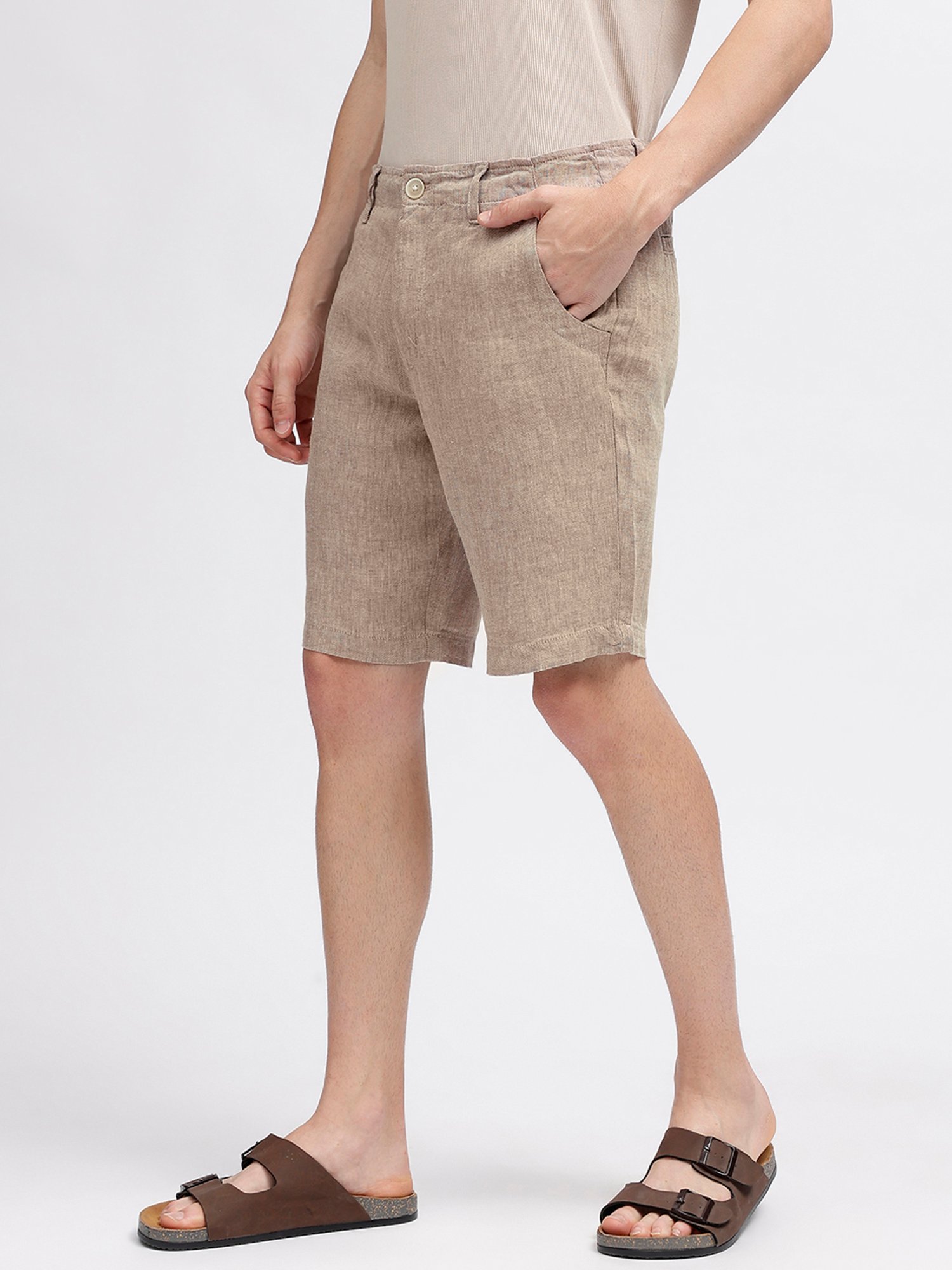 Bruun & Stengade Brown Regular Fit Linen Shorts
