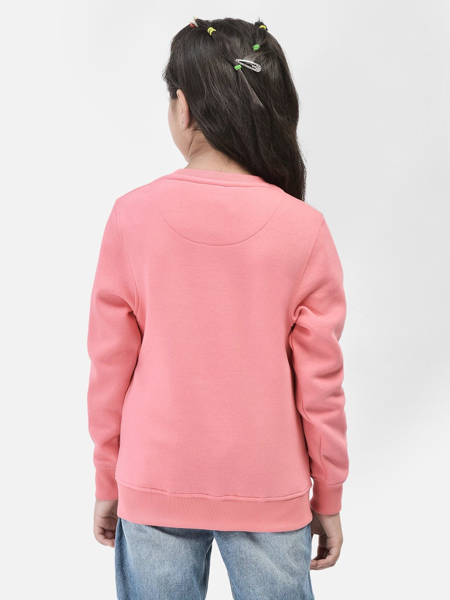 Crimsoune Club Kids Pink Solid Full Sleeves Sweatshirt