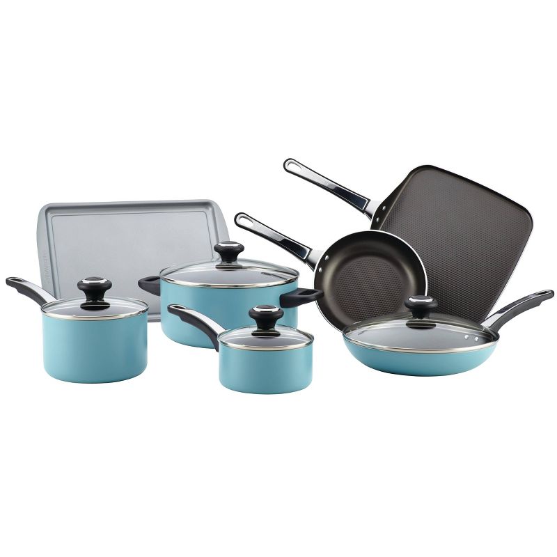 Farberware High Performance 17pc Aluminum Nonstick Cookware Set Aqua