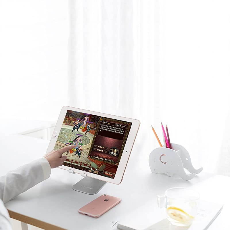 Adjustable amp Foldable Desktop Cell Phone Stands Cell Phone Holder Tablet Stand Advanced Universal Aluminum Stand Holder for Mobile Phone and Tablet Up to 13 inch Space Grey