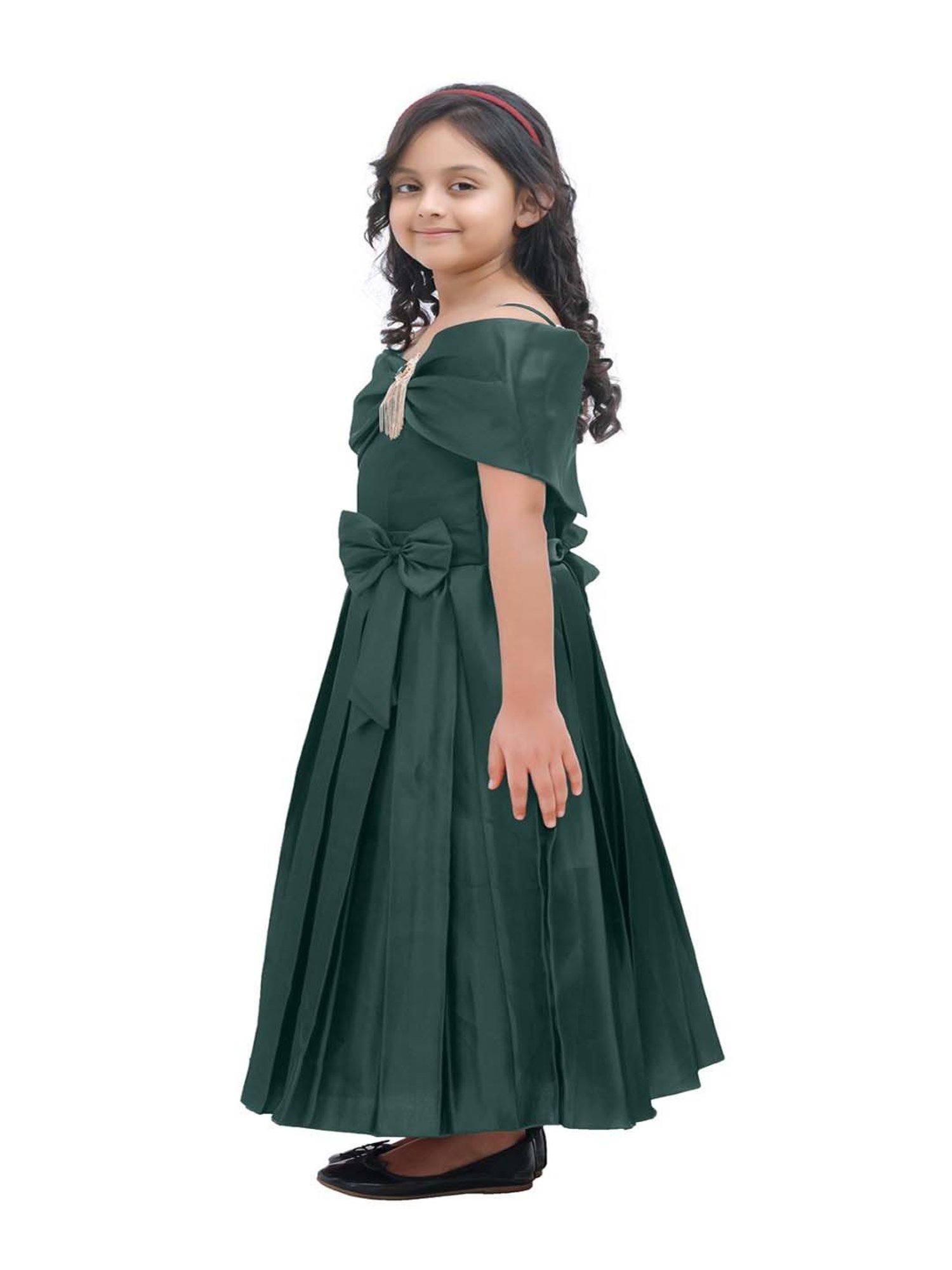 AJ Dezines Kids Green Regular Fit Gown