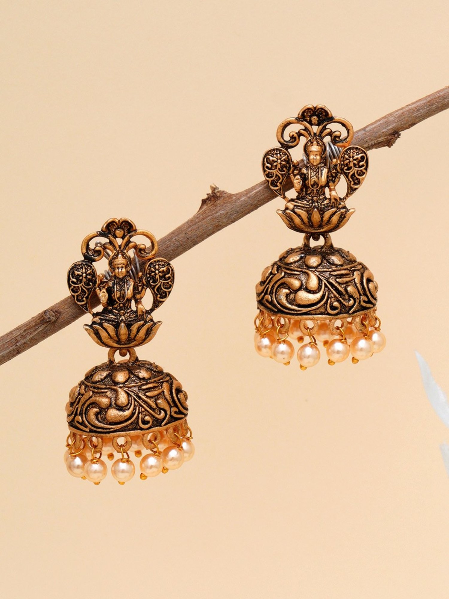 Karatcart Gold-Plated Mata Laxmi Jhumki Earrings