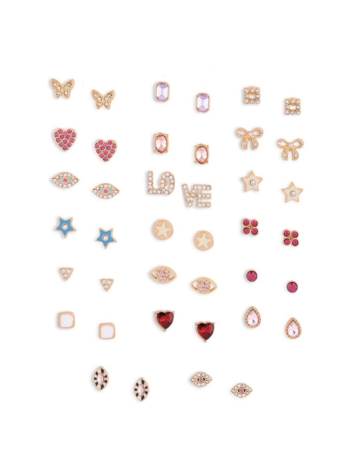 Zaveri Pearls Set of 20 Multicolor Dazzling Casual Wear Stud Earrings-ZPFK13993