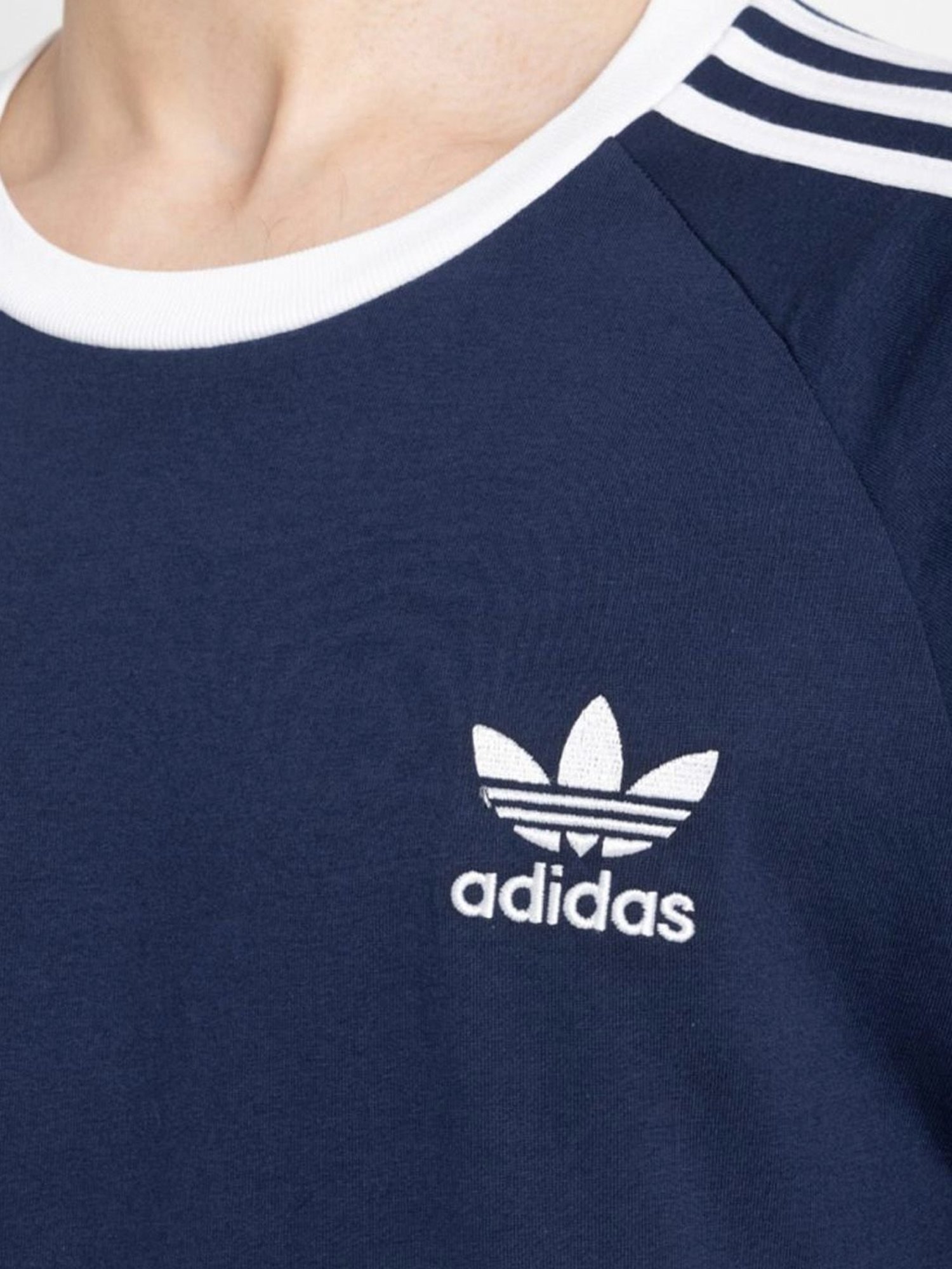 Adidas Originals Blue Regular Fit Striped T-Shirt