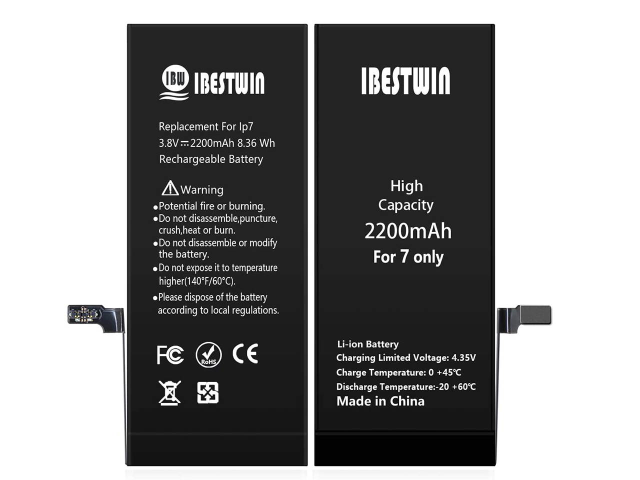 Battery for iPhone 7 IBESTWIN High Capacity 2200mAh Replacement Battery for IP 7 with Full Remove Tool Kit Adhesive and Instruction-3 Years Warranty
