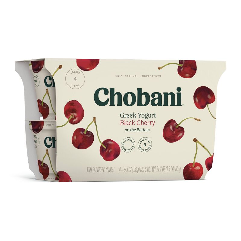 Chobani Black Cherry on the Bottom Nonfat Greek Yogurt - 5.3oz/4pk