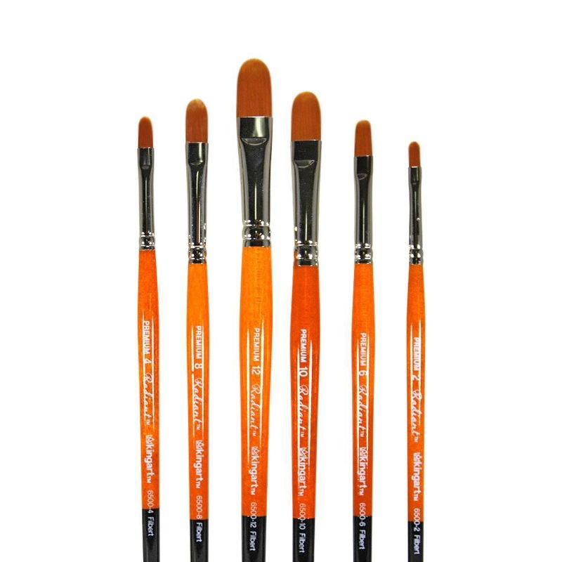 Kingart 6ct Radiant Filbert Brush Set