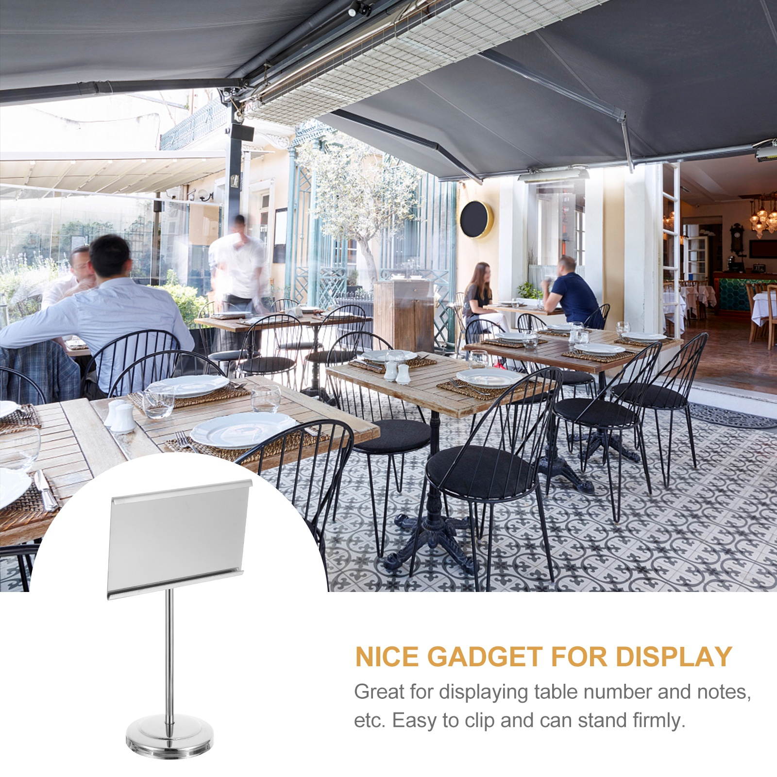 1pc Stainless Steel Menu Stand Stable Table Number Stand  for Hotel Restaurant