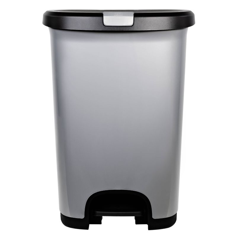 Hefty Select 12.7gal Lock Waste Step Trash Can Silver