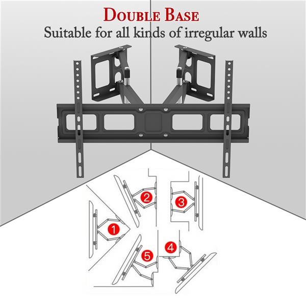 HOMEMAXS 32"-70" Corner Full Motion Articulating TV Wall Mount Bracket Max Weight 50Kg VESA 600*400
