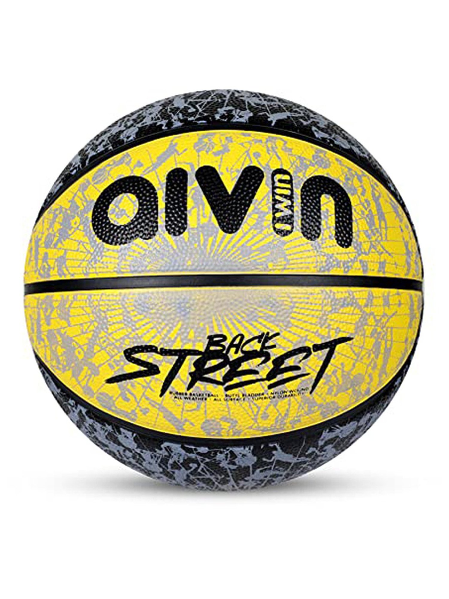 AIVIN Back Street Basketball & Nivia Air Pump Combo Pack (Mustard Yellow) Size - 7