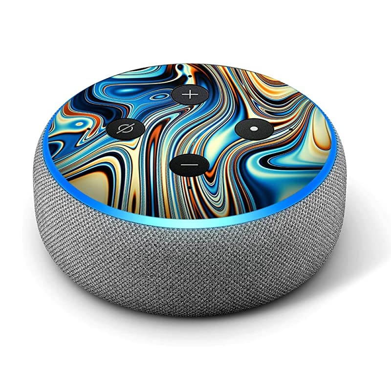 Oragne Psychadelic Oil Slick Vinyl Decal Skin Compatible with  Echo Dot 3rd Generation Alexa Decorations for Your Smart Home Speakers Great Gift for mom dad Birthday Kids
