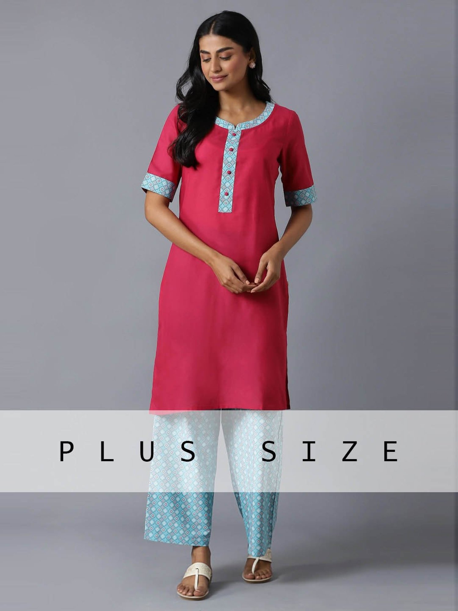 Aure by Aurelia Pink & Blue Kurta Palazzo Set