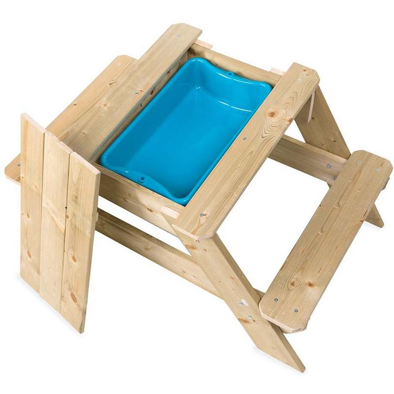 HearthSong Wooden Picnic Table for Kids with Removable Plastic Sandpit, Holds up to 30 lbs. of Sand (not included)