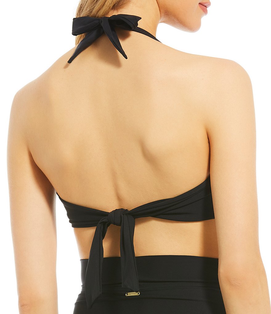 Alex Marie Solid Cutout Twist Halter Swim Top