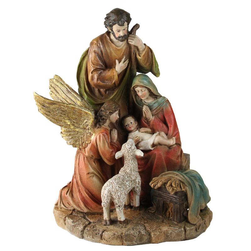 Napco 13.75" Holy Family with Gloria the Angel and Lamb Religious Christmas Figure