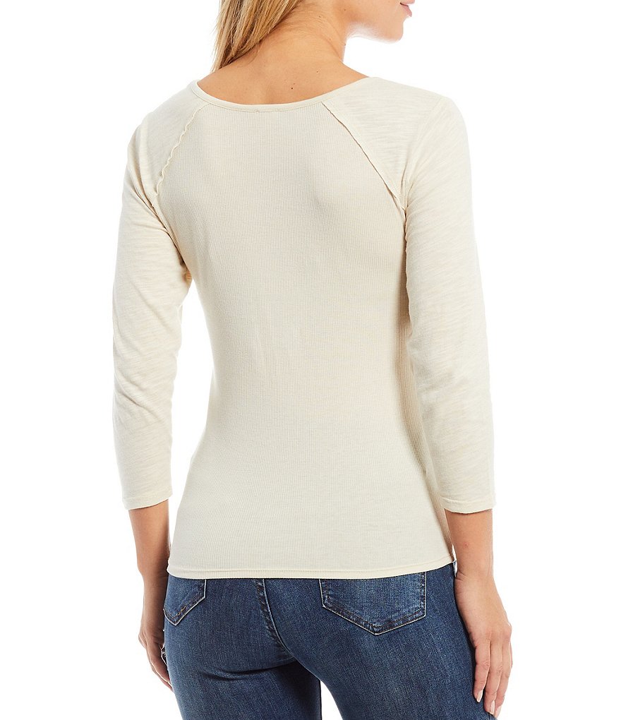 Reba Stud Embellished Ribbed Slub Knit Top