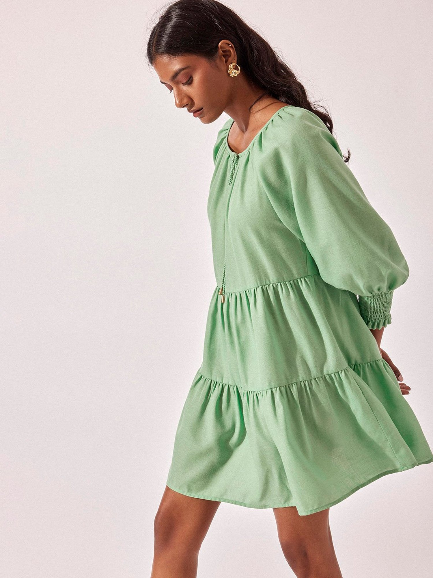 The Label Life Green Tiered Dress