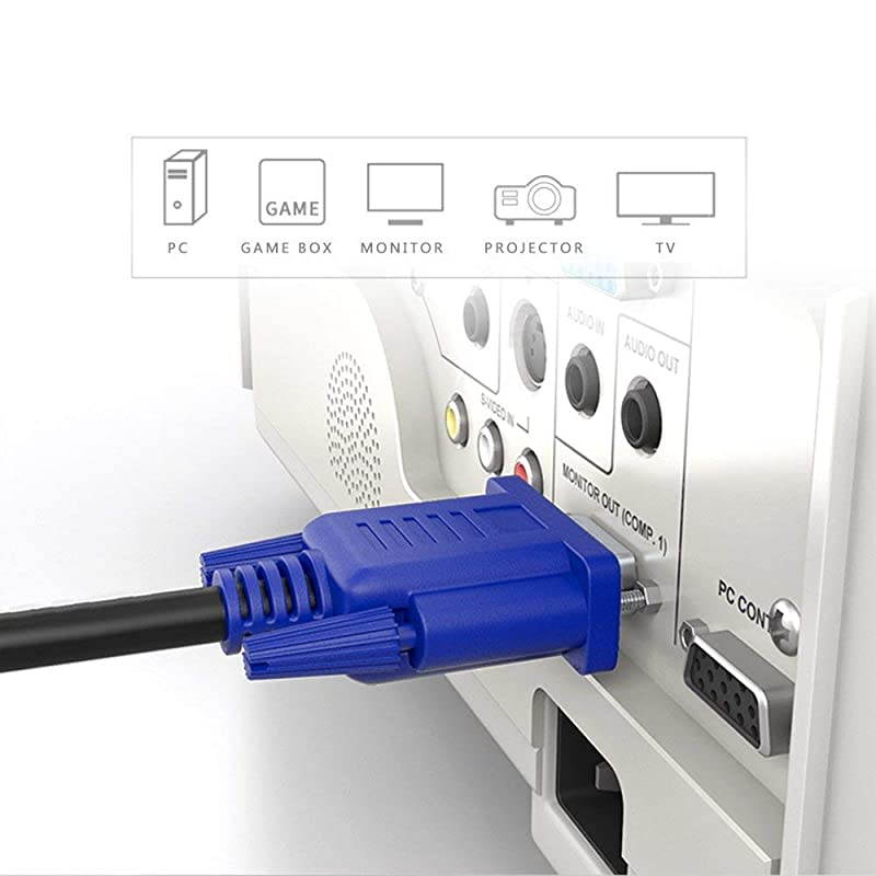 VGA to VGA Monitor Cable HD15 Male to Male for TV Computer Projector 15 Feet