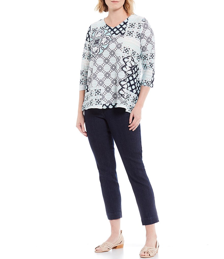 Multiples Petite Size Stretch Twill Pull-On Ankle Pants