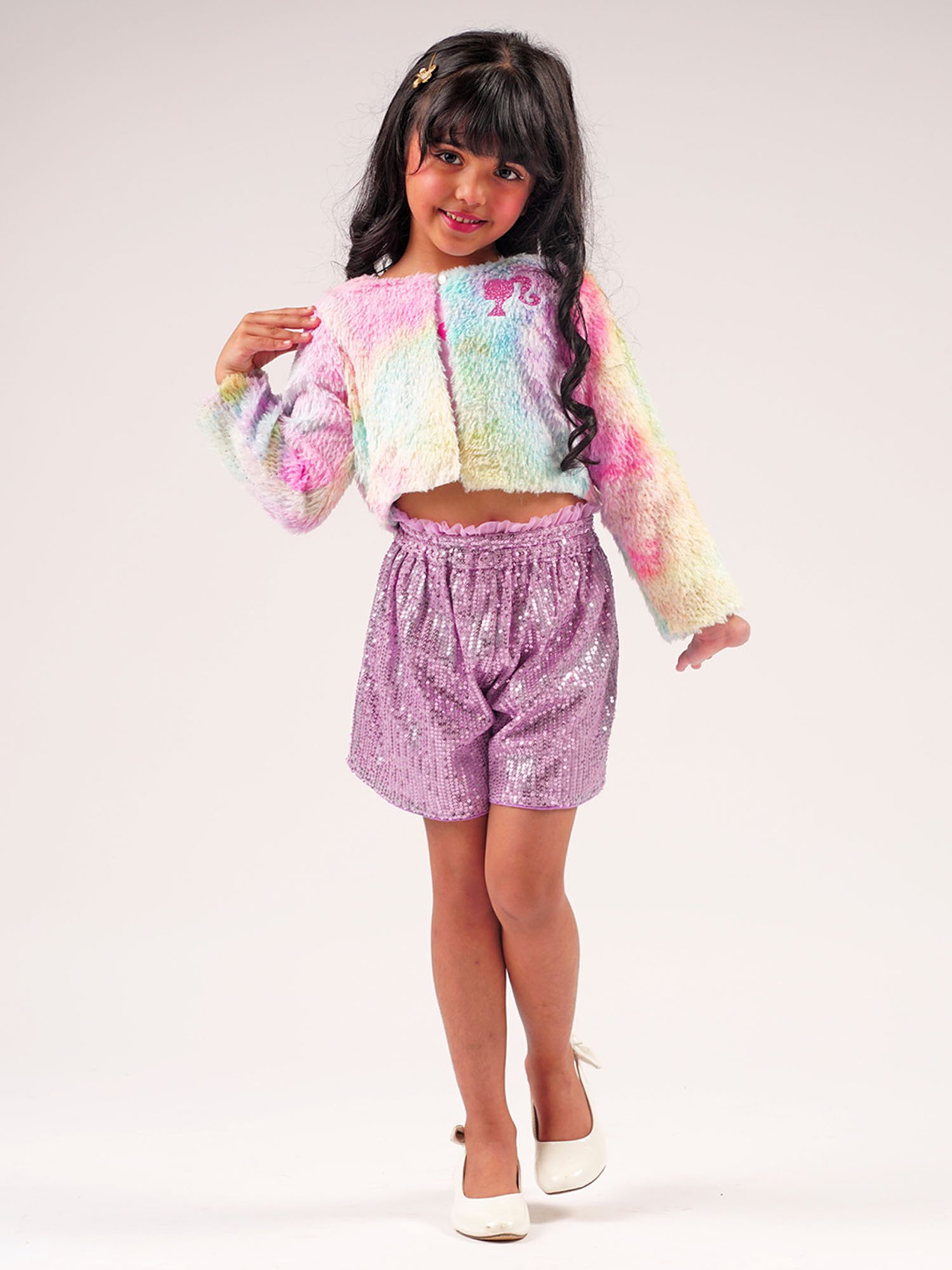 Lil Drama Kids Multicolor Embellished Full Sleeves Shrug