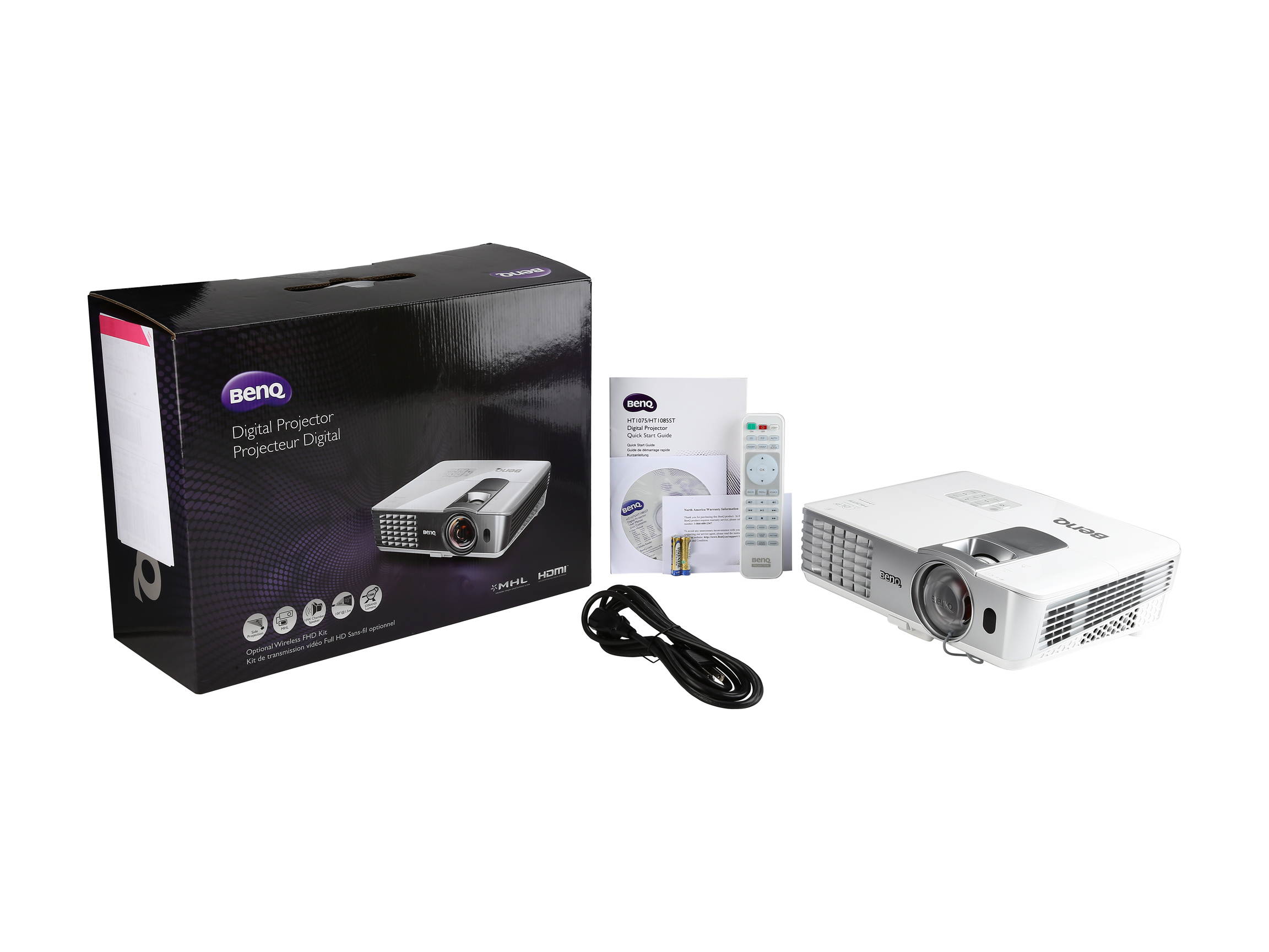 BenQ HT1085ST Full HD 1920 x 1080, 2200 ANSI Lumens, Dual HDMI / MHL inputs, Lens Shift, Low lag time, 6X RGBRGB Color wheel, Optional Wireless HDMI Connectivity, 10W Speakers, 3D Ready DLP Home Theat