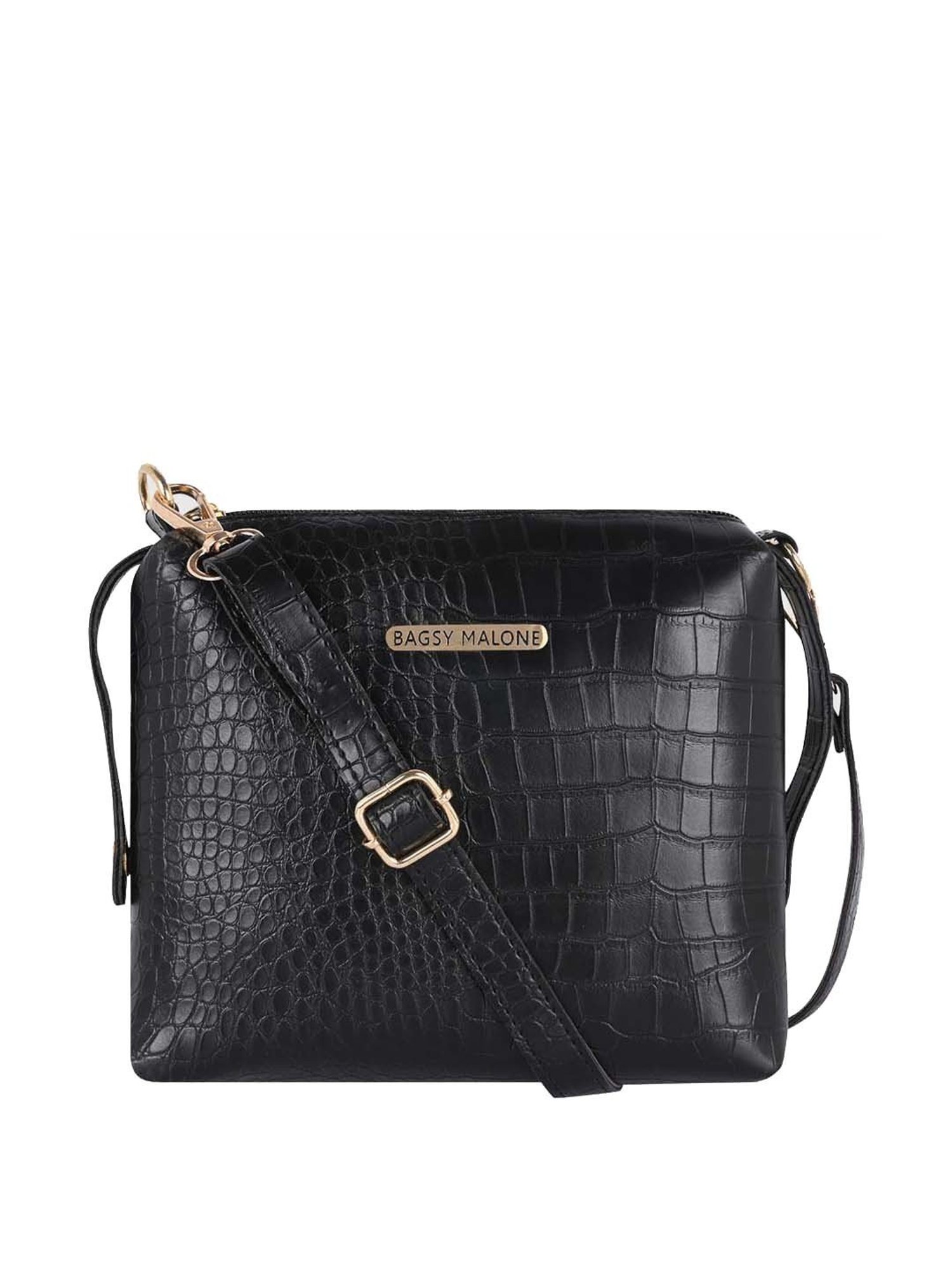 Bagsy Malone Black Textured Medium Tote Handbag with Sling & Wallet