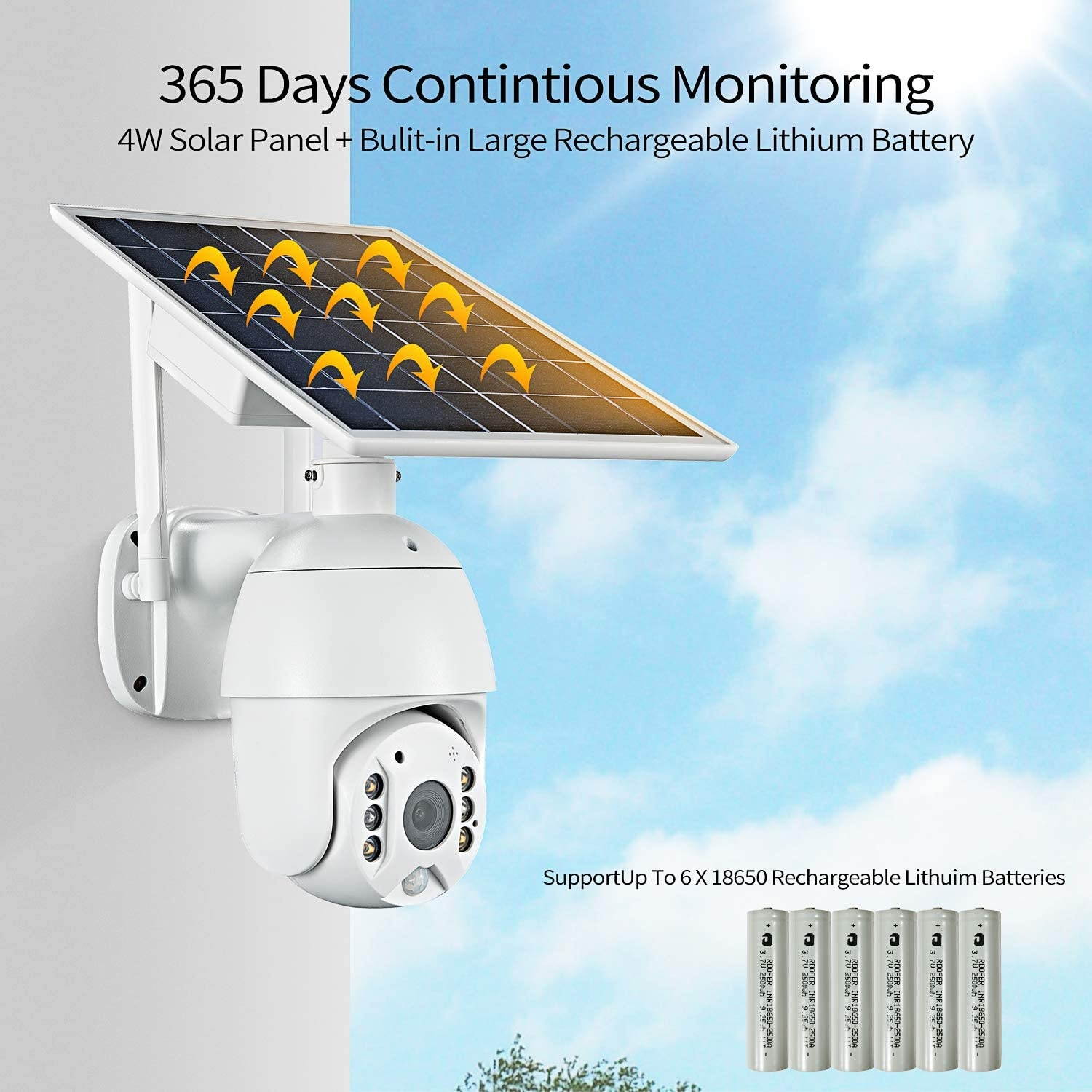 LOOSAFE SAF10 Outdoor Security Camera with Solar Power Wireless WiFi 6.5ft Extension Cable and Bracket