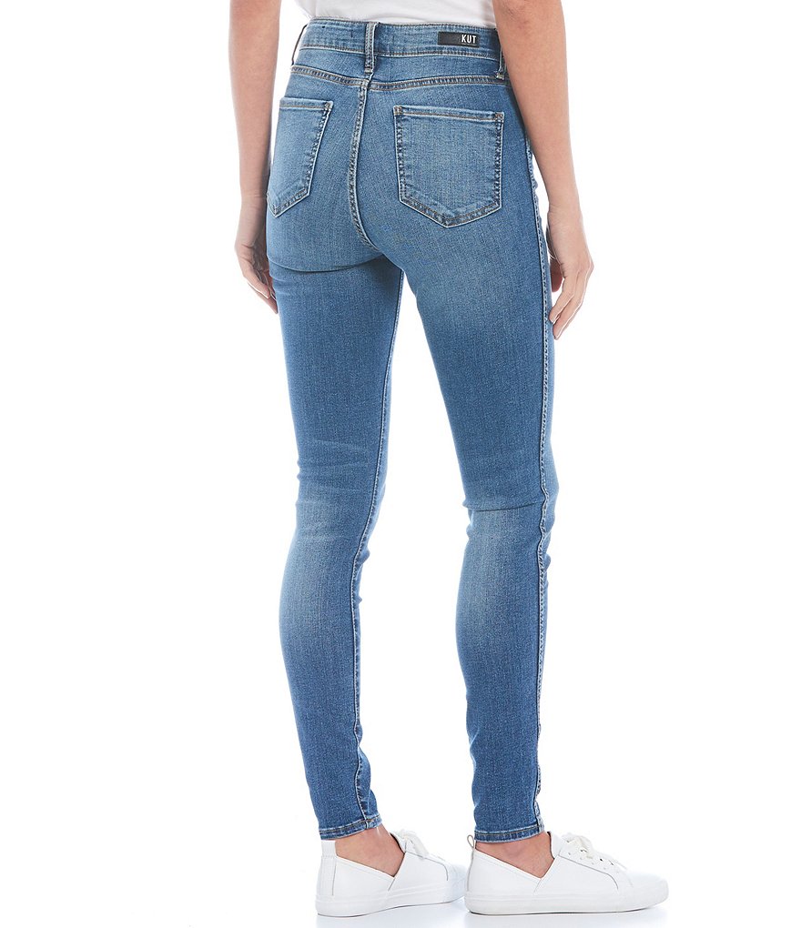 KUT from the Kloth Mia High Rise Fab Ab Fit Technique Exposed Button Fly Skinny Jeans