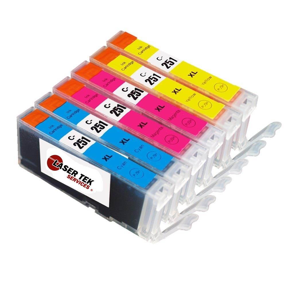 Laser Tek Services&reg; 6 Pack of Canon compatible PGI-250 and CLI-251 inks. (2C, 2M, 2Y)