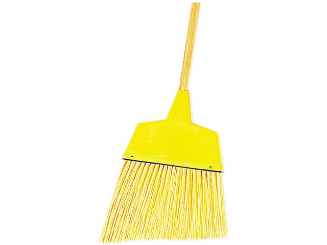 UNISAN 932A Angler Broom, Plastic Bristles, 42" Wood Handle, Yellow