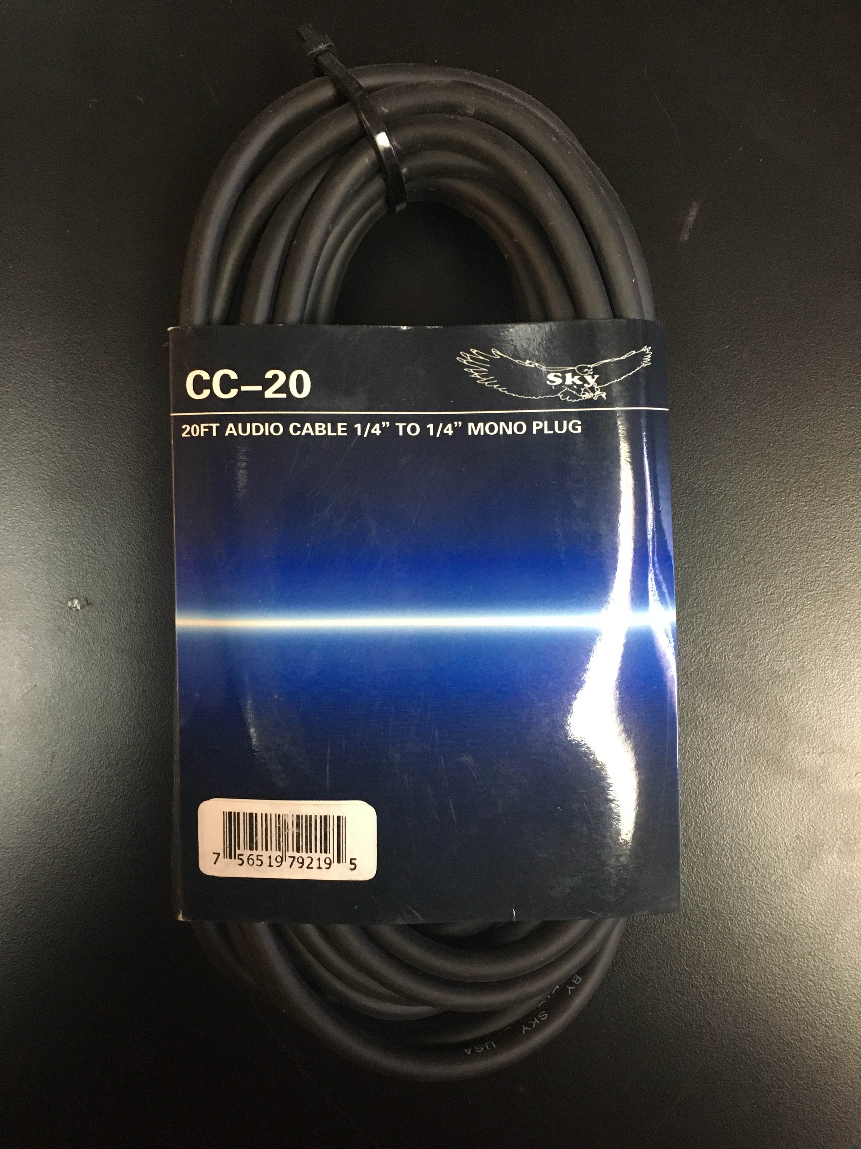 Guitar Instrument Audio Cable - 1/4 Inch Straight Instrument Cable - 20 Foot (Black)