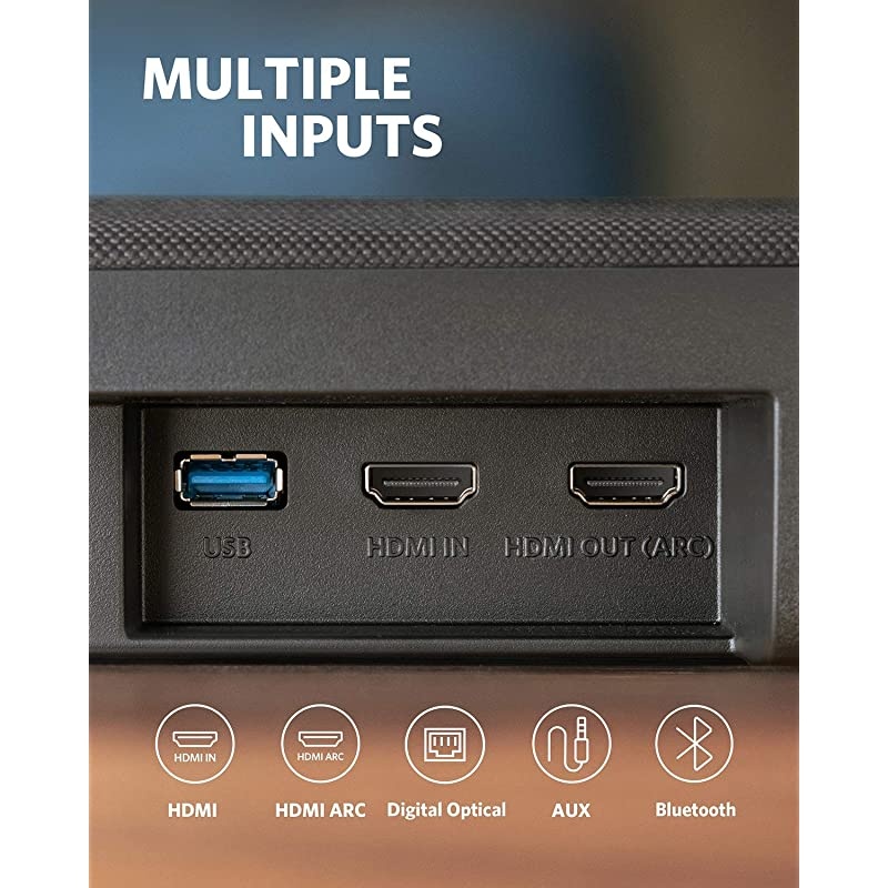 Infini Pro Integrated 2.1 Channel Soundbar with Dolby Atmos and Built-in Subwoofers, TV Surround Sound System with 4K HDR Pass-Through,HDMI Arc,Bluetooth 5 Wireless Music Streaming