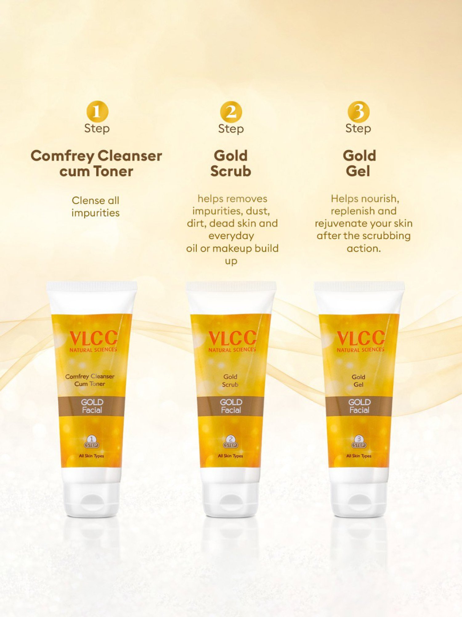 VLCC Gold Facial Kit with Free Rose Water Toner