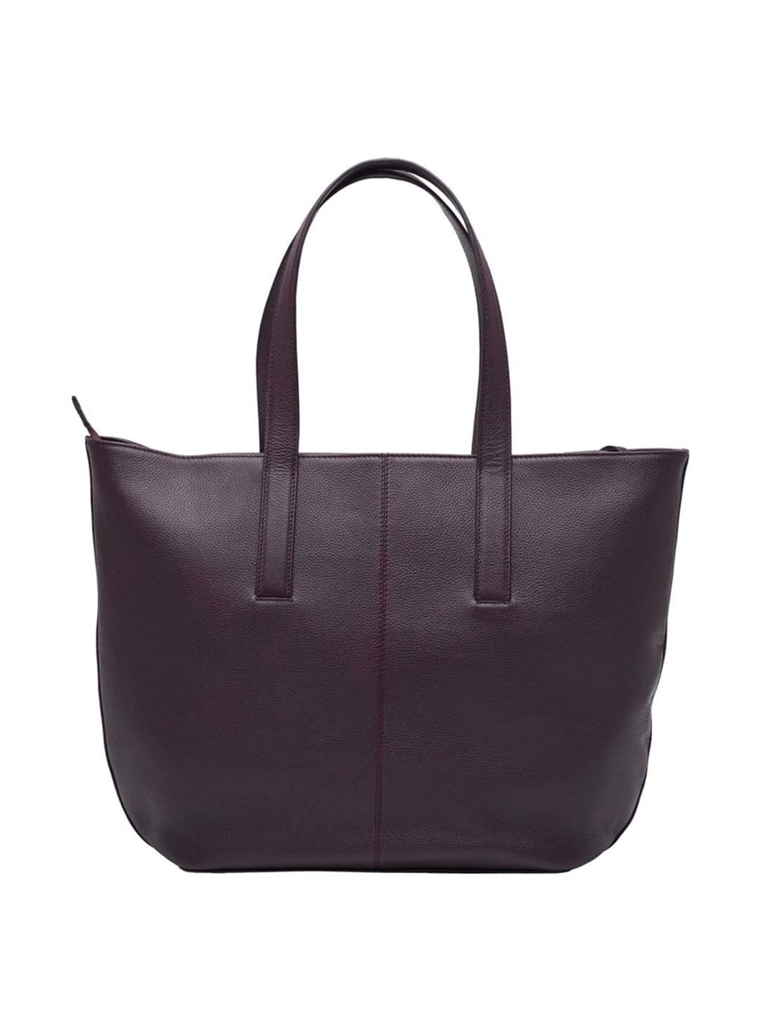 Tohl Burgundy Solid Extra Large Tote Handbag with Pouch