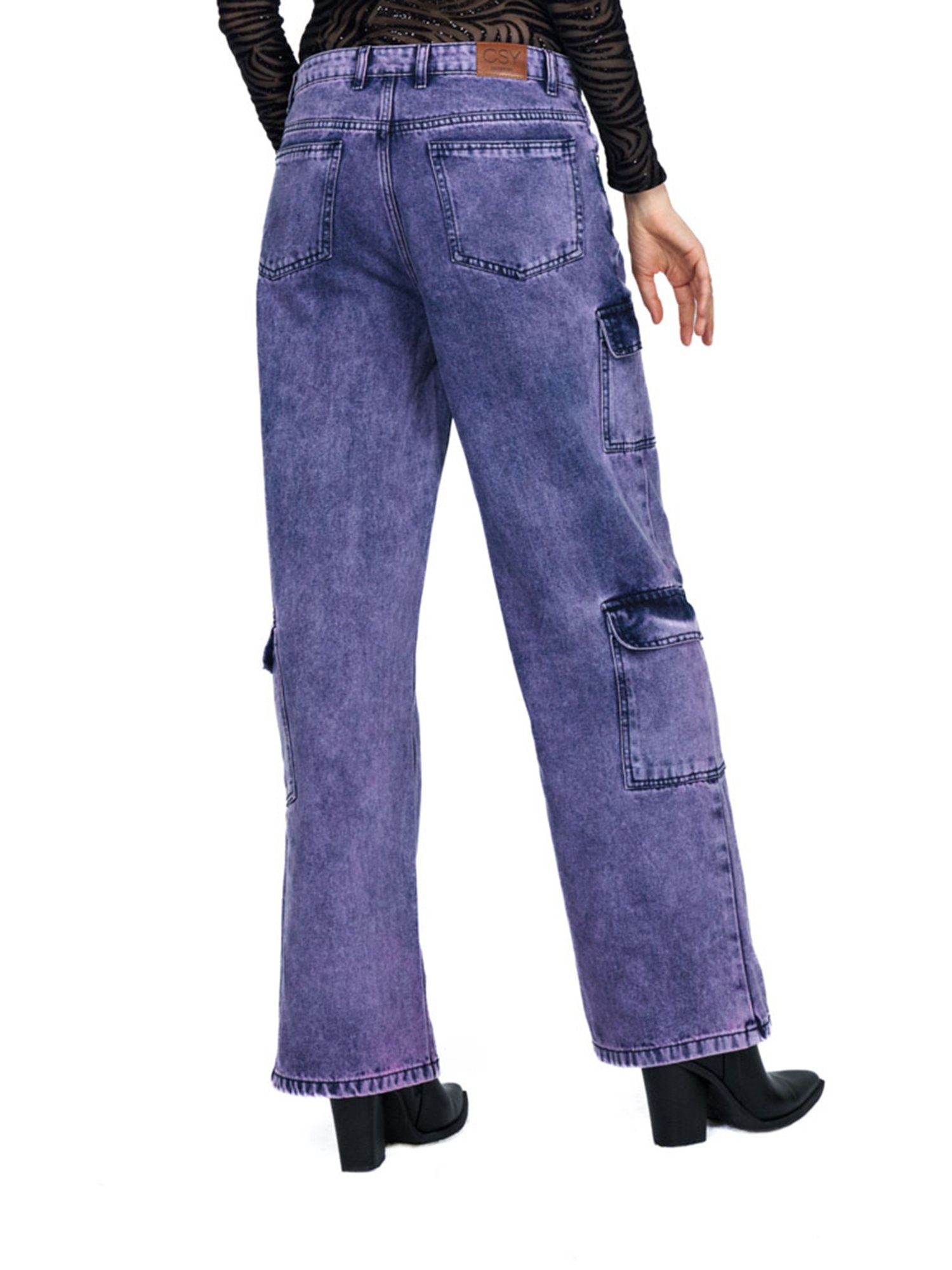 Cover Story Purple Regular Fit Mid rise Cargo Jeans