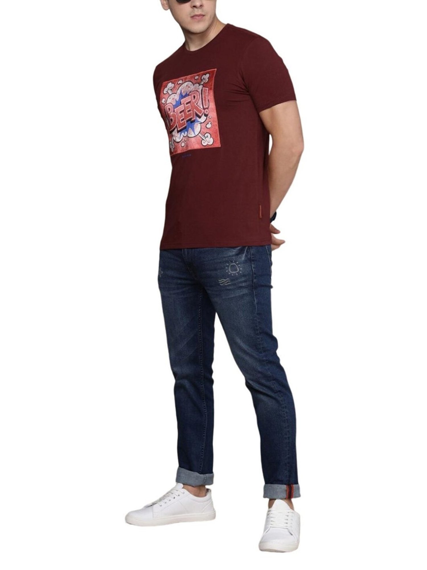 Simon Carter London Red Printed Slim Fit T-Shirt