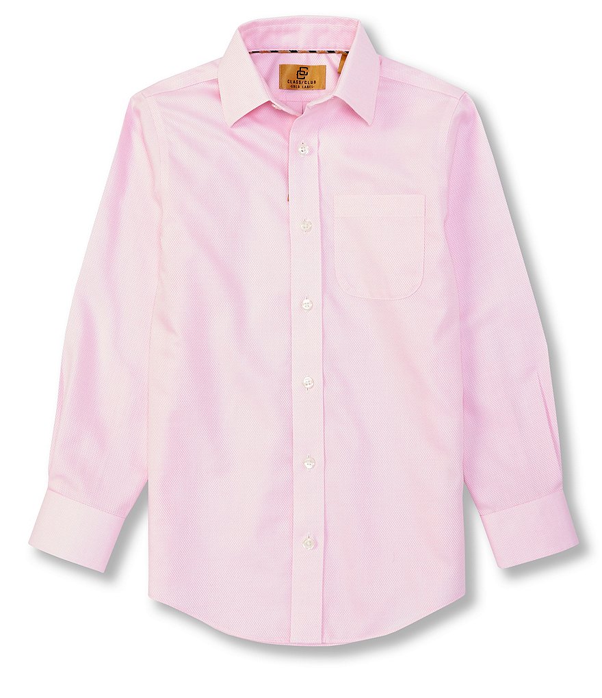 Class Club Gold Label Big Boys 8-20 Long Sleeve Non-Iron Basketweave Button-Front Shirt