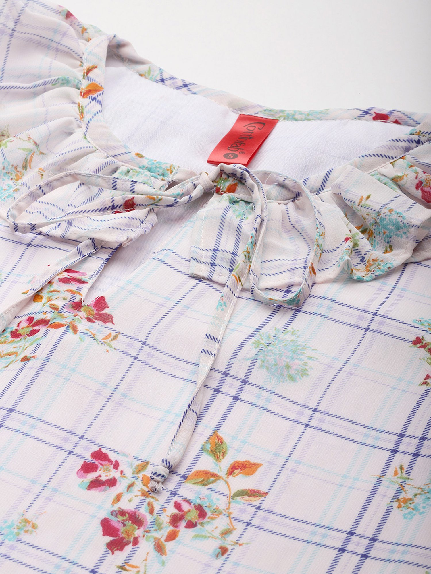 Cottinfab White Checks Top