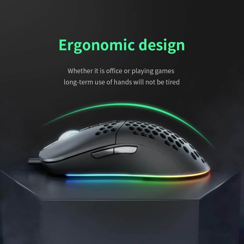 CYD C306 RGB Wired Gaming Mouse USB 3.0 Mouse with Side Buttons Ergonomic Design Gaming Mice Programmable Mouse Gamer Snap-Change Tracking & Shootout RGB Gaming Mouse - DPI 7200